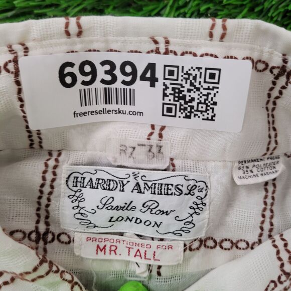 Vintage 80s Hardy-Amies Button Shirt 2XL 25x34 Plaid - Picture 6 of 15